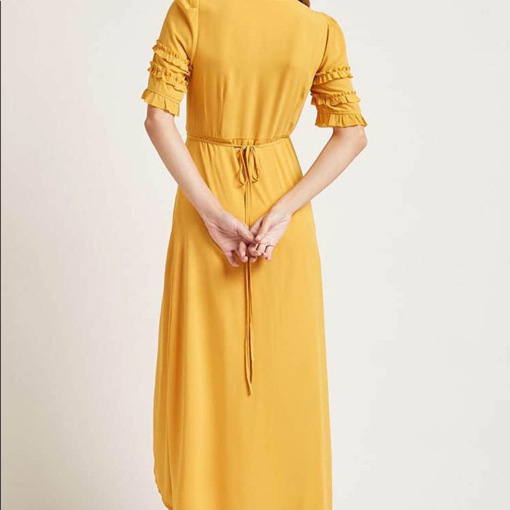 Marigold Chiffon Ruffle Trim Wrap Dress - Picture 3 of 6